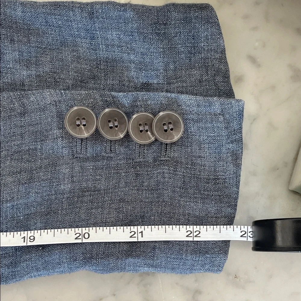 TALBOTS Women's Blue Chambray Linen Unlined Blazer 10 - Picture 15 of 16